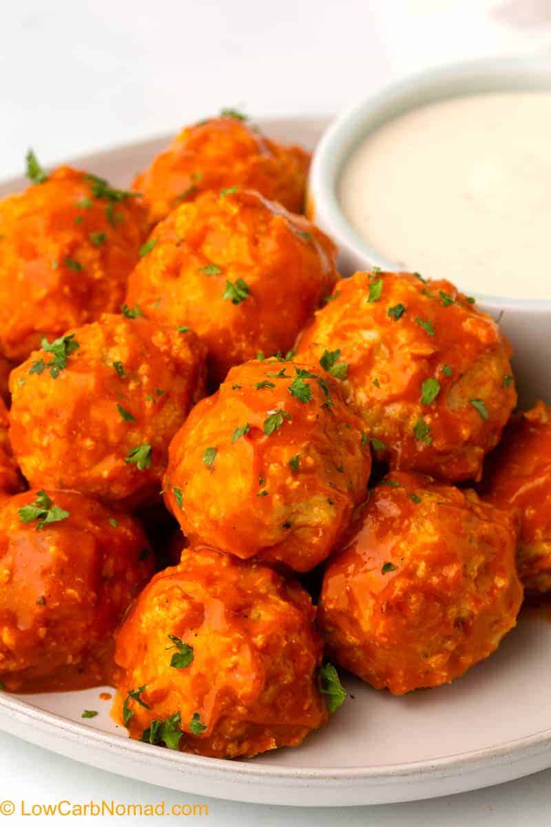 Baked Buffalo Chicken Meatballs Low Carb Nomad