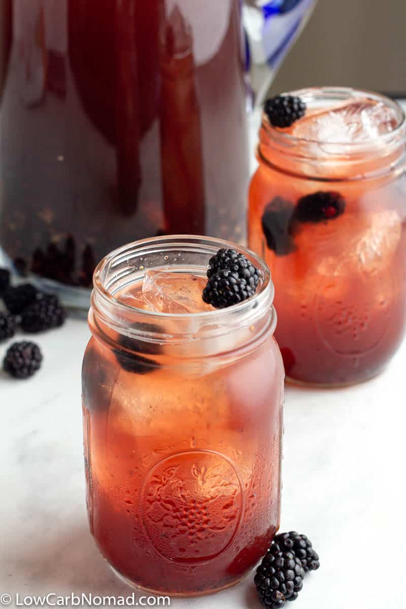 Blackberry iced tea recipe served in a mason jar