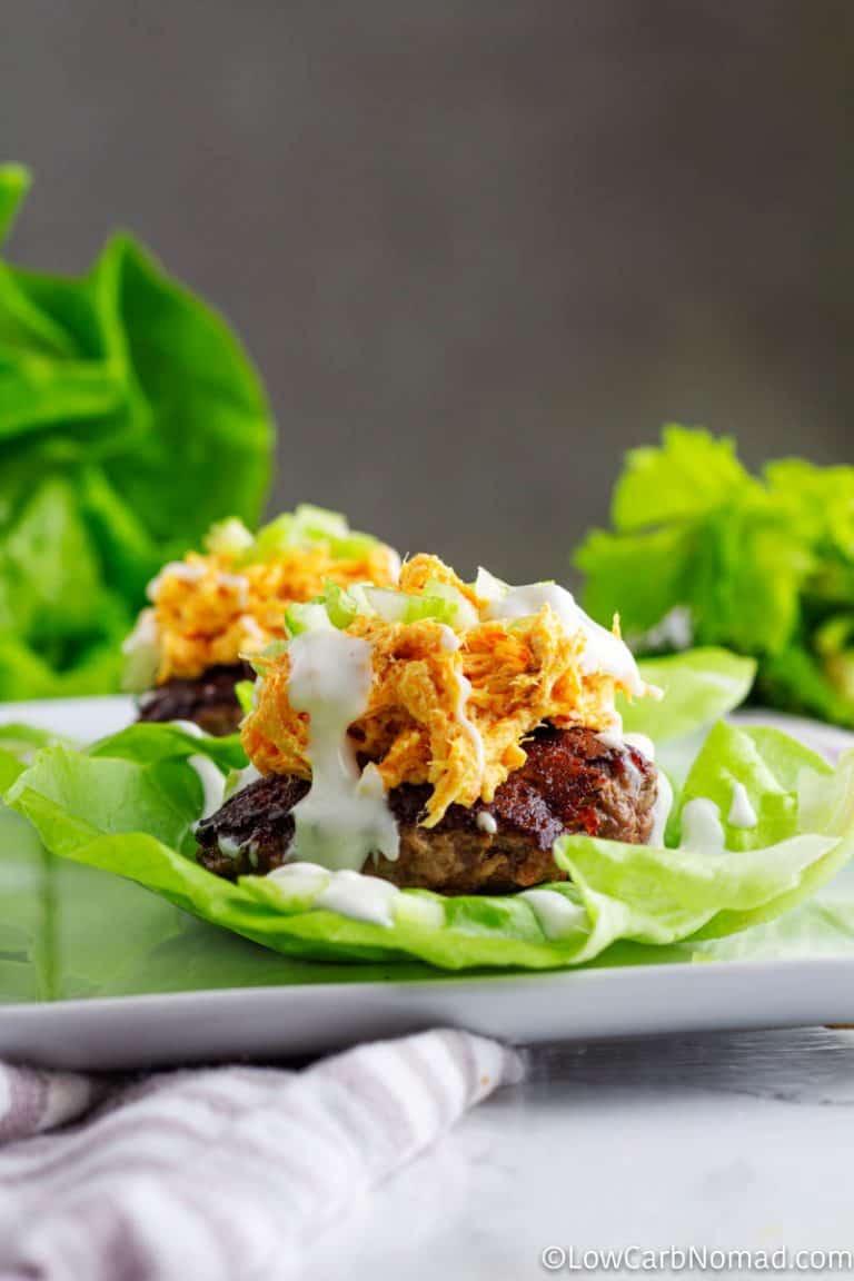 Buffalo Chicken Hamburger Lettuce Wraps • Low Carb Nomad