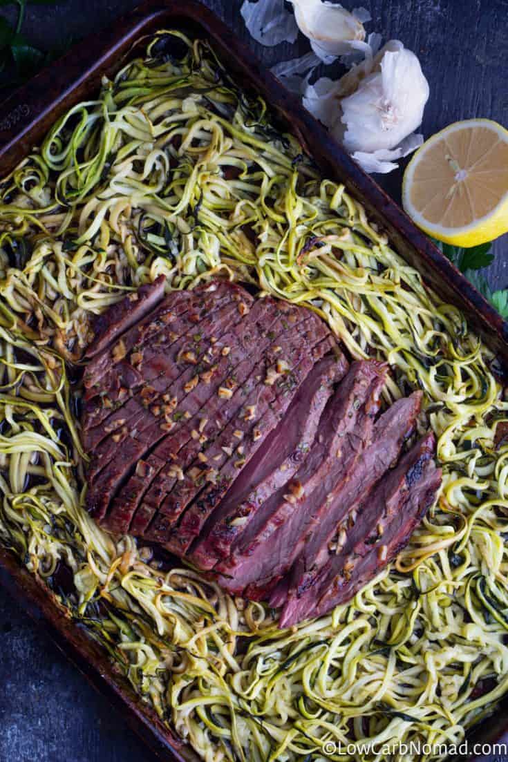 Sheet Pan Steak and Zucchini Noodles • Low Carb Nomad