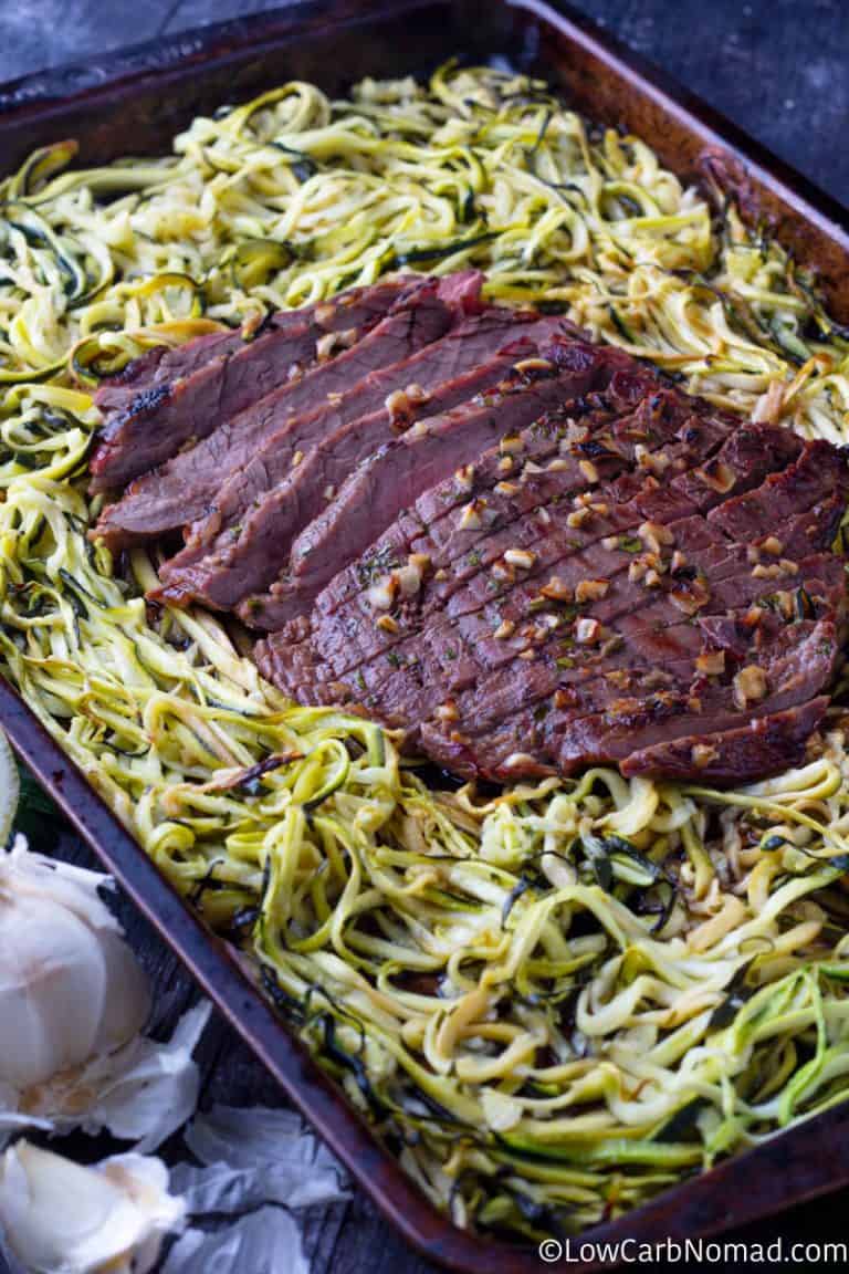 Sheet Pan Steak and Zucchini Noodles • Low Carb Nomad