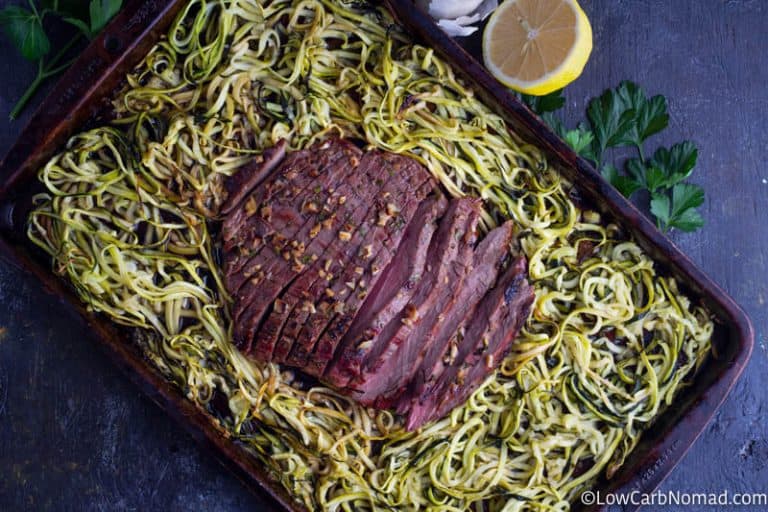 Sheet Pan Steak and Zucchini Noodles • Low Carb Nomad