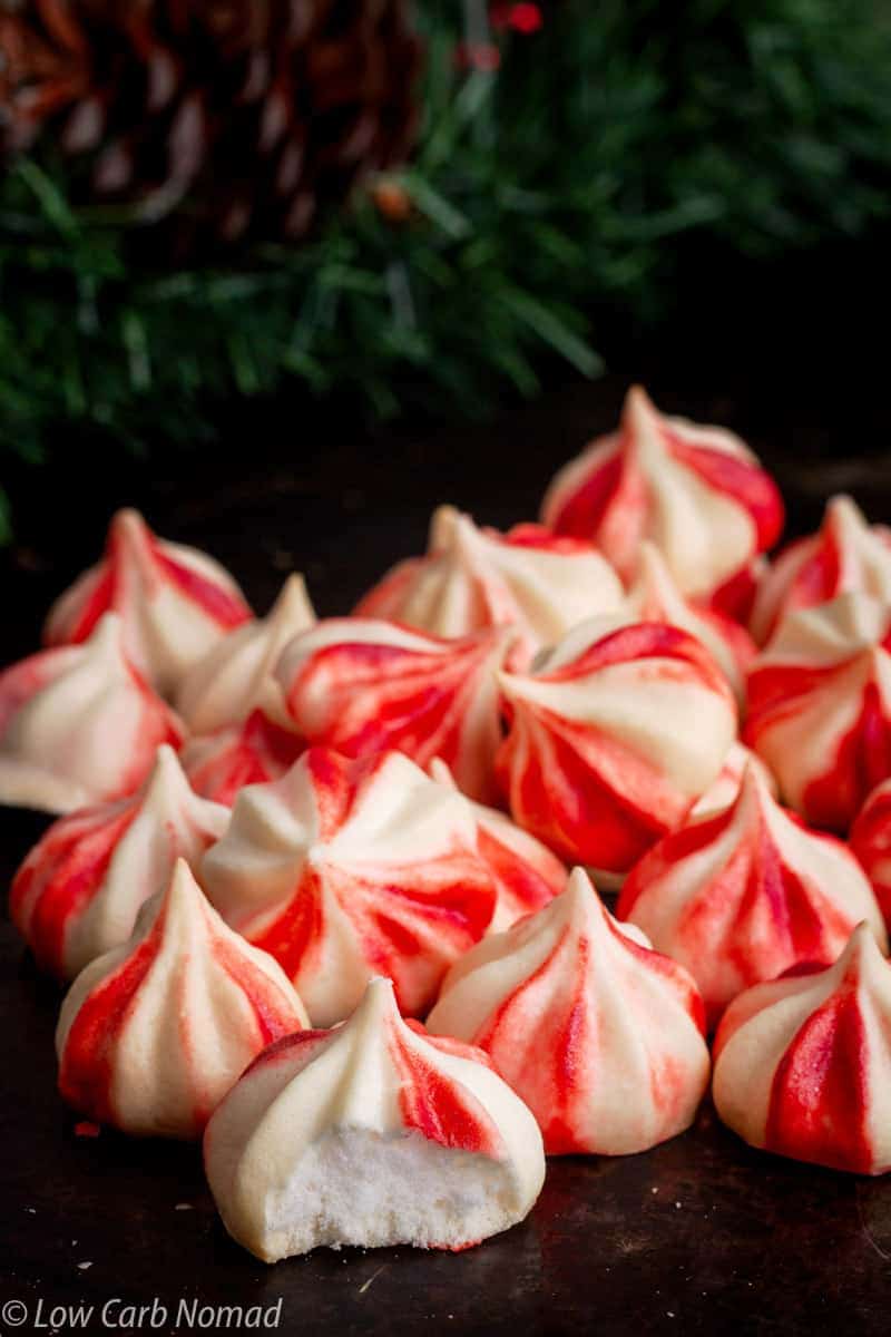 sugar free Peppermint Meringue Cookies