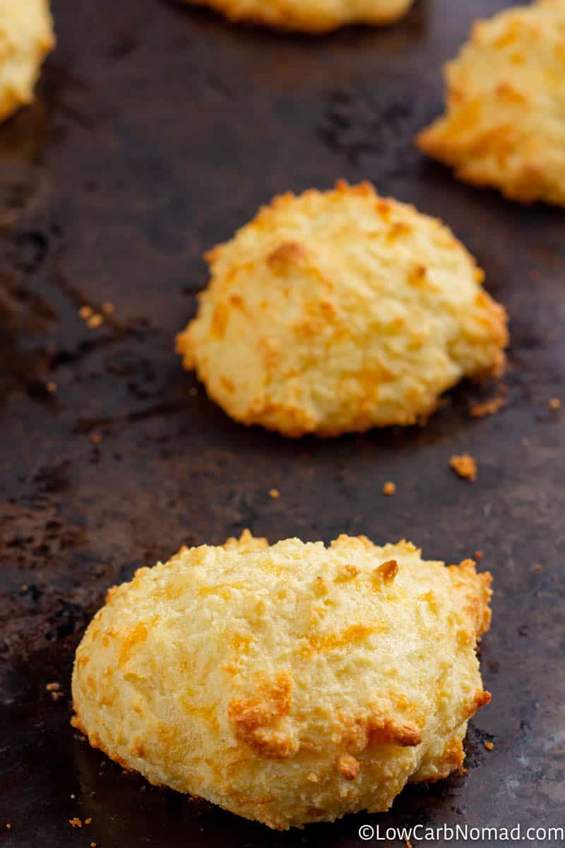 close up view of a cheddar biscuit