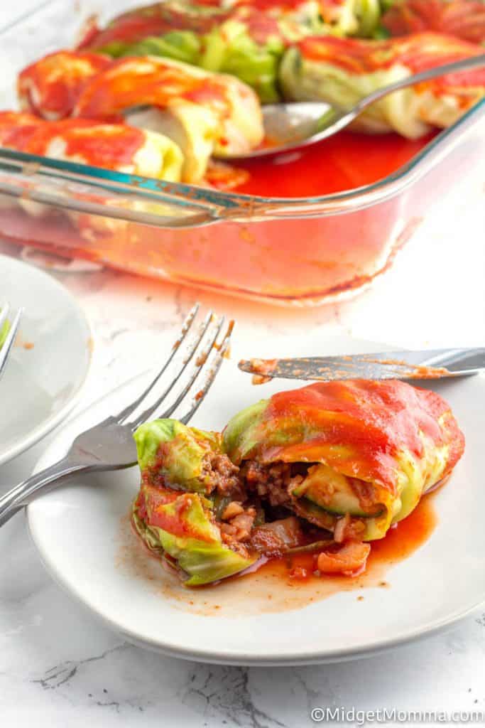 Low Carb cabbage rolls on a plate