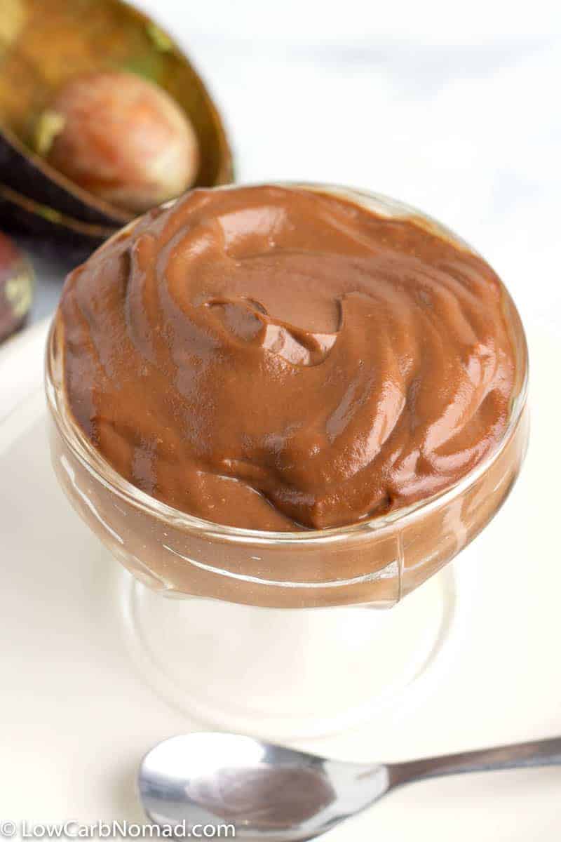 Chocolate Avocado Pudding in a glass bowl