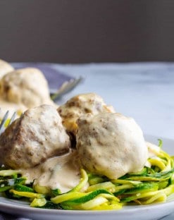 Low Carb Swedish meatballs over zoodles