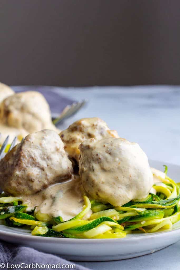Low Carb Swedish meatballs over zoodles