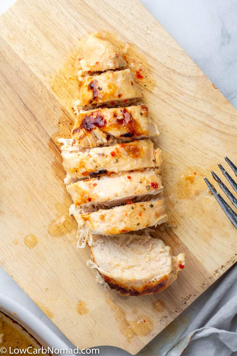 Low Carb italian Chicken on a cutting board