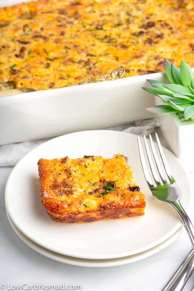 Low carb breakfast casserole on a plate