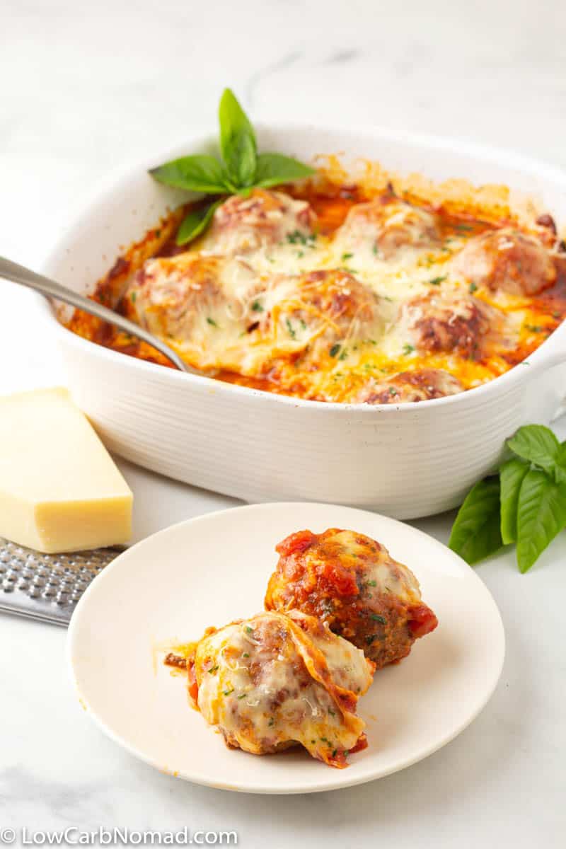 Low Carb Meatball casserole on a plate