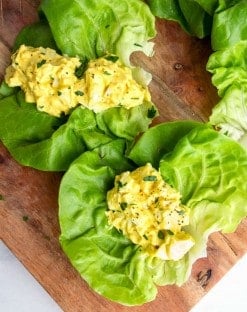 2 egg salad lettuce wraps on a platter