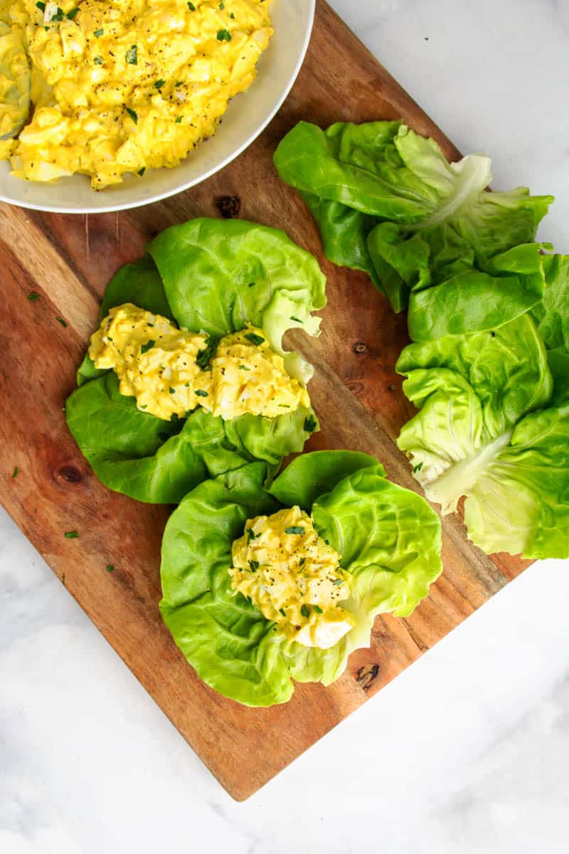 Low Carb Egg Salad in a Lettuce wrap