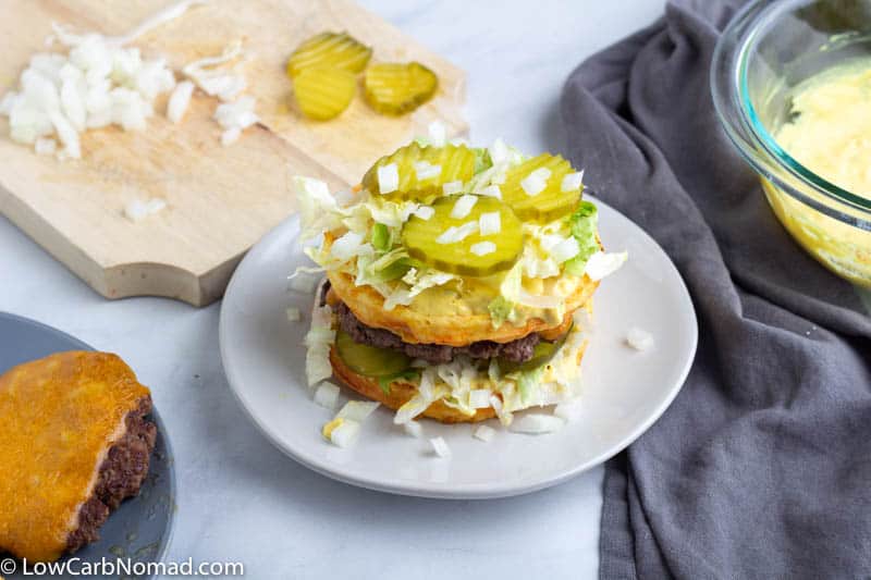 chaffle burger on a plate