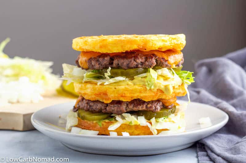 chaffle burger on a plate