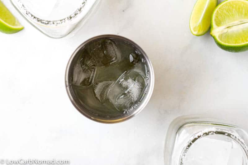 overhead view ice in cup