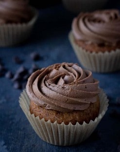 Vanilla Keto Cupcakes with Sugar Free Chocolate Buttercream Frosting