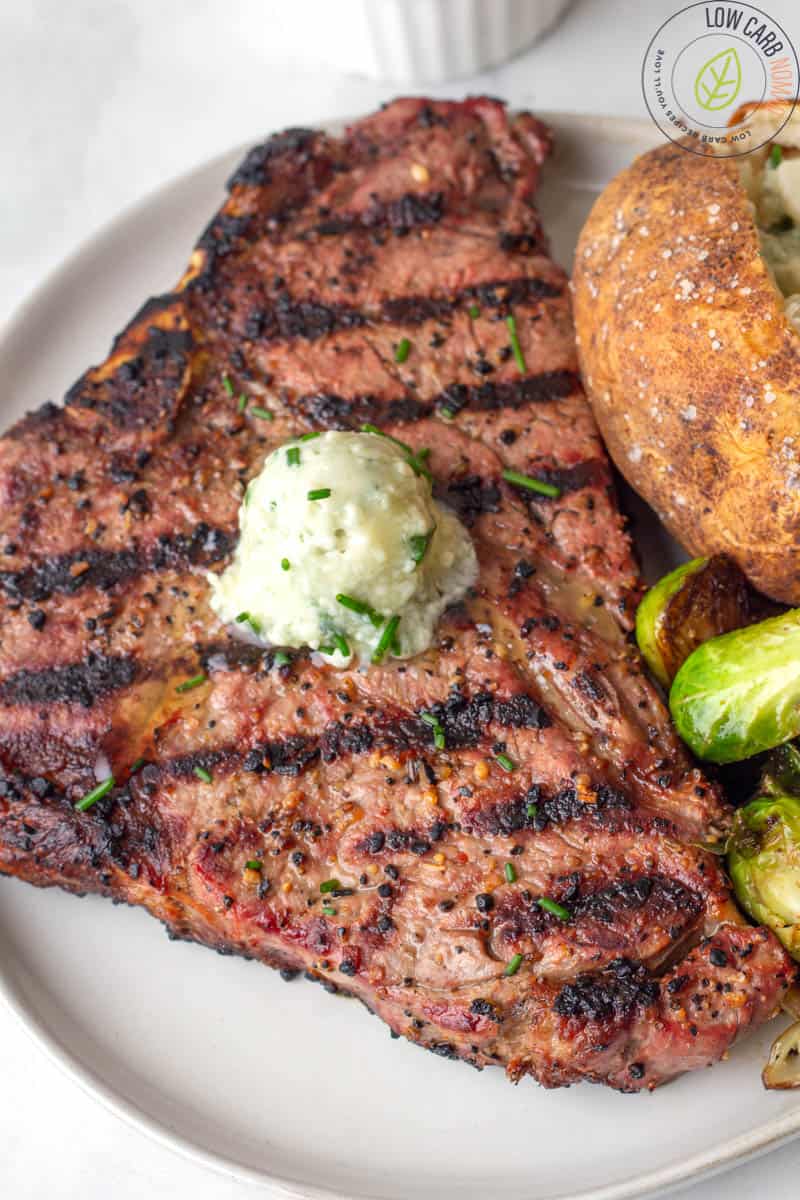 Grilled Steak with Blue Cheese and Chives Butter