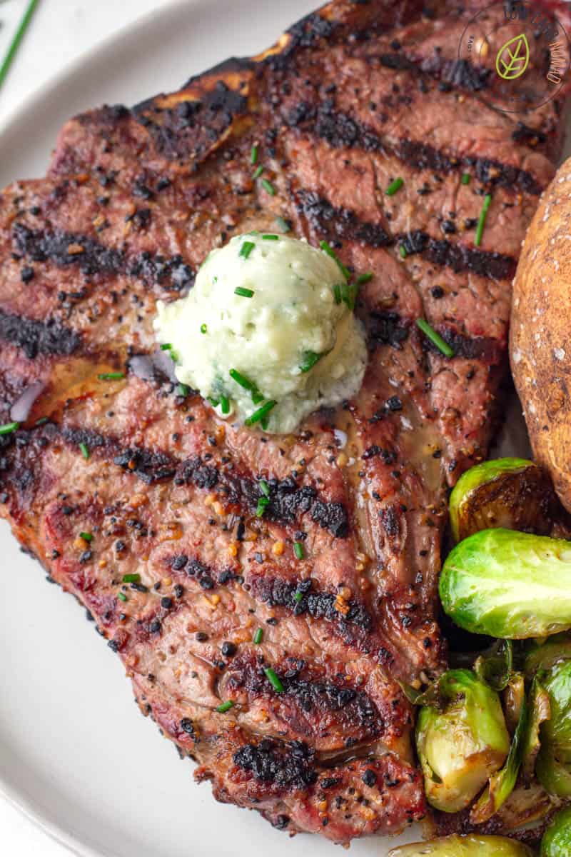 Cast Iron Steaks with Blue Cheese-Chive Butter