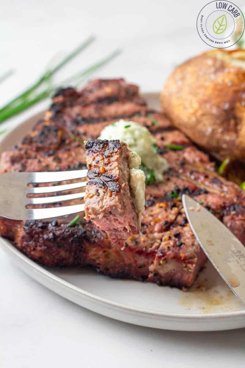 Grilled Steak with Blue Cheese and Chives Butter