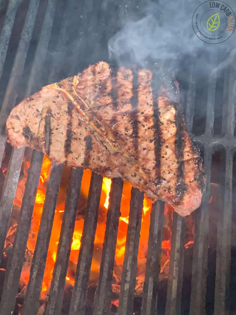 steak cooking on the grill