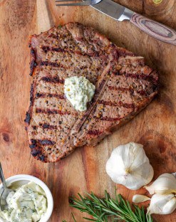 Grilled Steak with Rosemary Garlic Butter