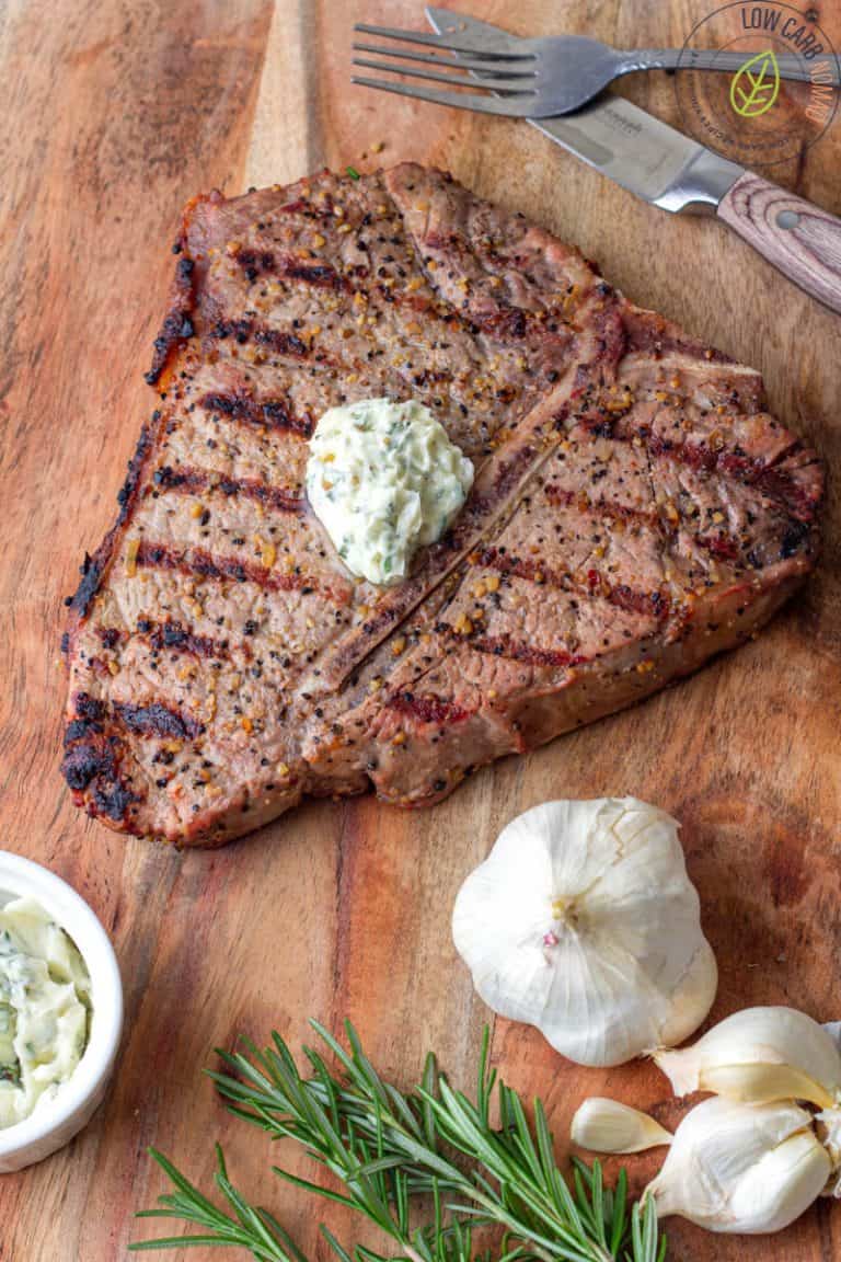Grilled Steak with Rosemary Garlic Butter • Low Carb Nomad