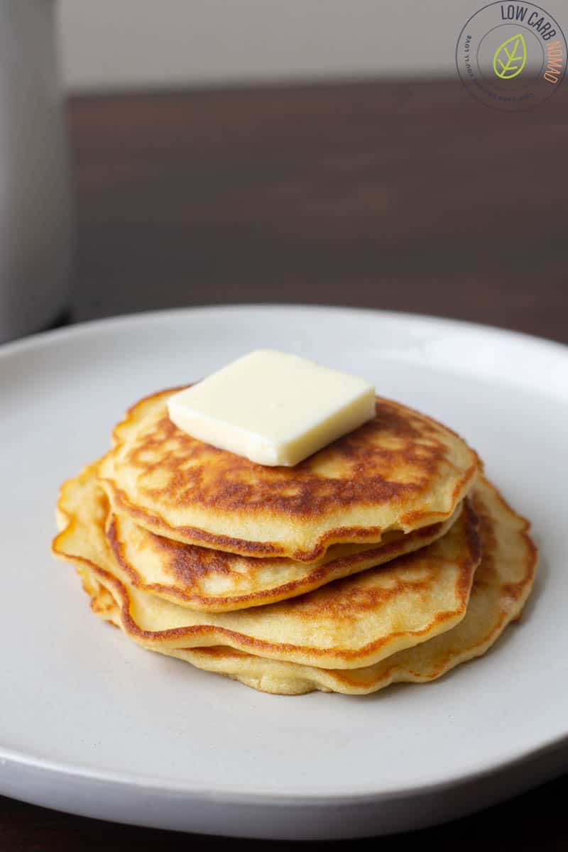 3 keto pancakes on a plate