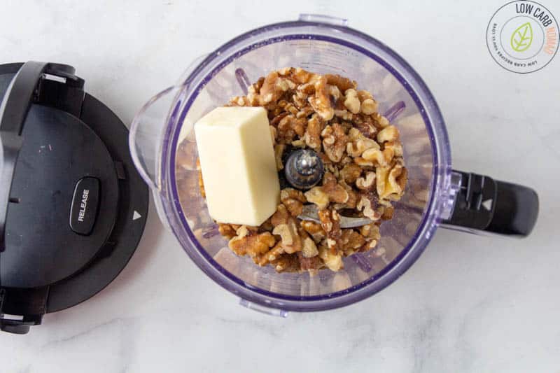 walnuts and butter in a food processor