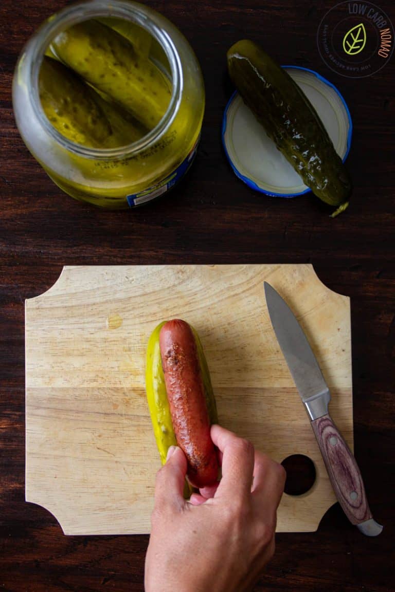 Hot Dogs with Pickle Keto Hot Dog Bun • Low Carb Nomad