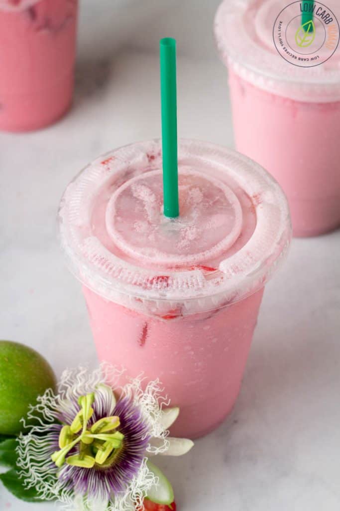 low carb Passion Fruit Iced Tea in a cup