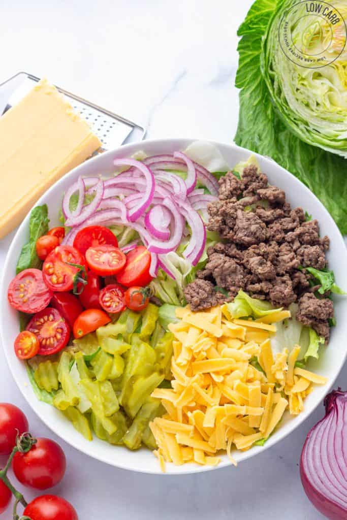 Big Mac Salad Cheeseburger Salad Recipe • Low Carb Nomad