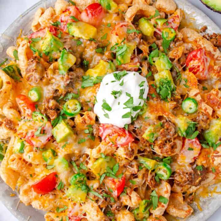 Low Carb Nachos on a plate