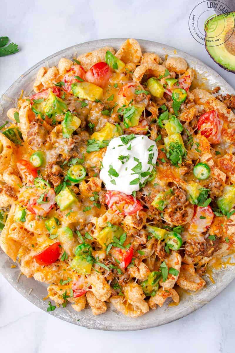 Low Carb Nachos on a plate