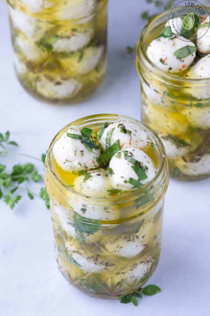 Easy Olive Oil Marinated Mozzarella Balls • Low Carb Nomad