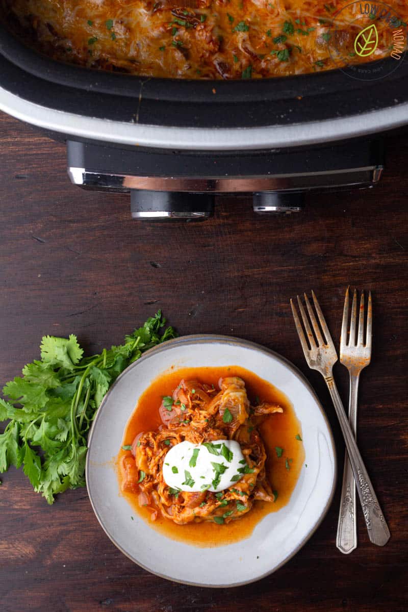 Low Carb Slow Cooker Chicken Enchilada Casserole recipe