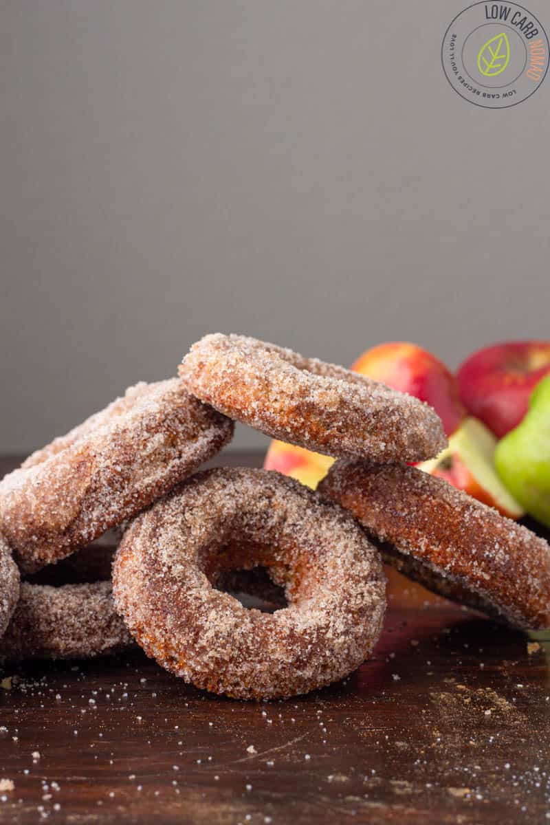 Low carb Keto Apple Donuts in a piile