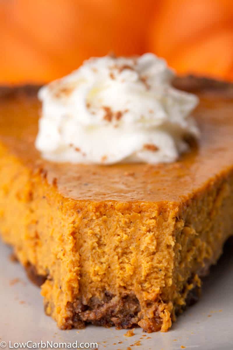 slice of low carb Pumpkin Pie Recipe