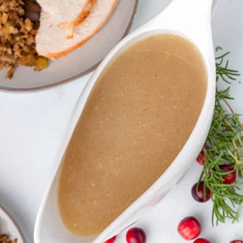 Keto Turkey Gravy in a gravy dish