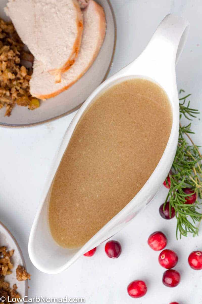 Keto Turkey Gravy in a gravy dish