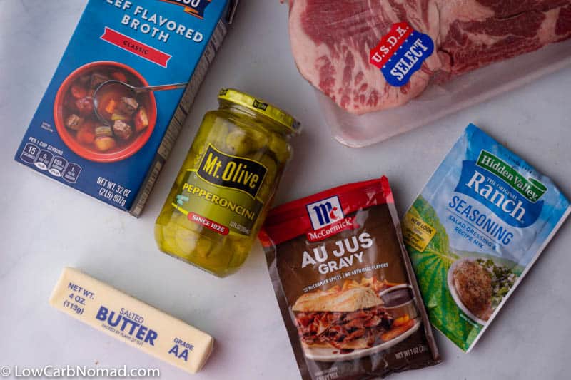 Slow Cooker Mississippi Pot Roast Ingredients