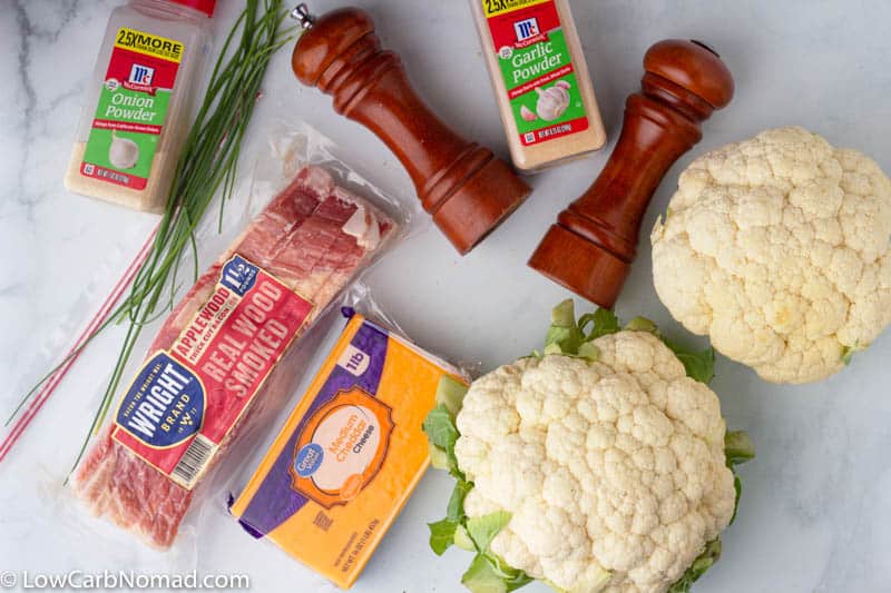 loaded cauliflower casserole ingredients