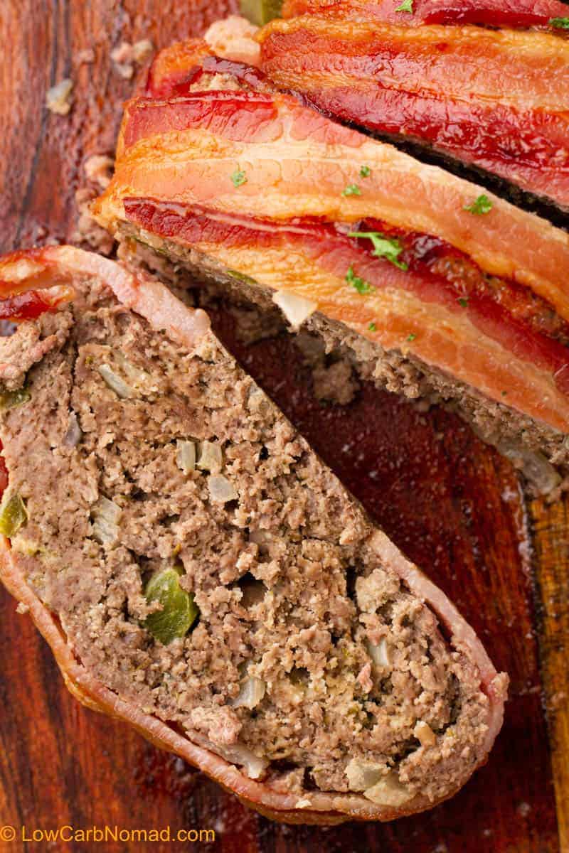 Bacon Wrapped Low Carb Keto Turkey Meatloaf Recipe