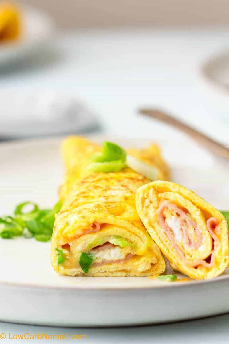 Ham and Cheese Rolled Omelet • Low Carb Nomad