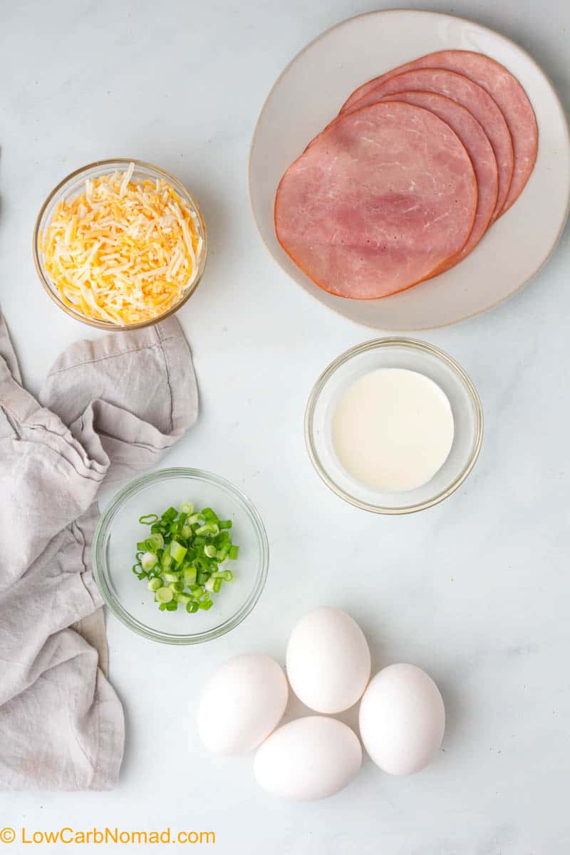 Ham and cheese low carb rolled omelet ingredients