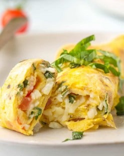 Tomato Basil Rolled Omelet