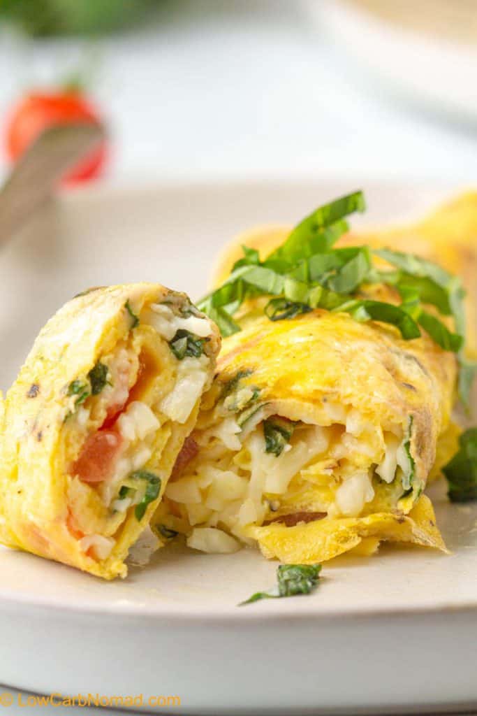 Tomato Basil Rolled Omelet