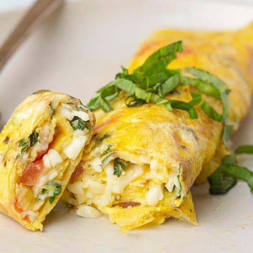 Tomato Basil Rolled Omelet