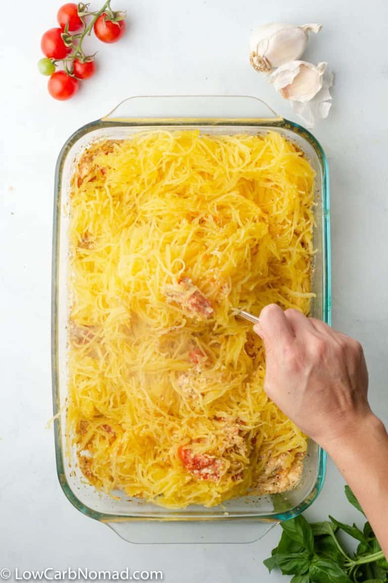 Baked Feta and Tomato Spaghetti Squash • Low Carb Nomad