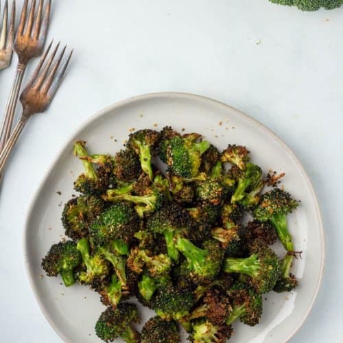 Air fryer broccoli on a plate
